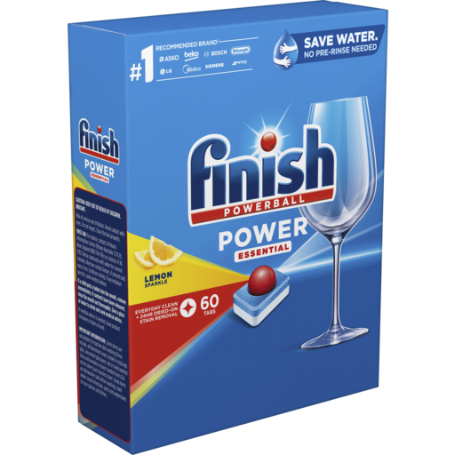 Finish Power Essential Lemon Box Sparkle Dishwasher Tablets 60 Pack