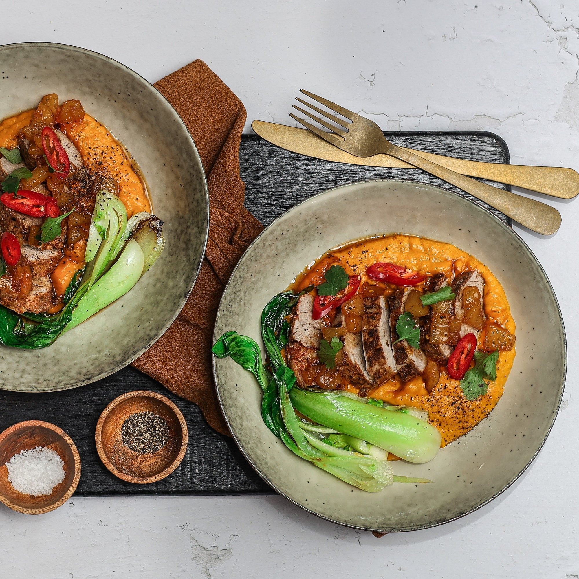 Pork Loin with Pumpkin Puree & Asian Pear Sauce - Serves 2