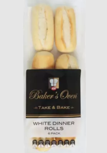 Bakers oven white dinner rolls 6pk