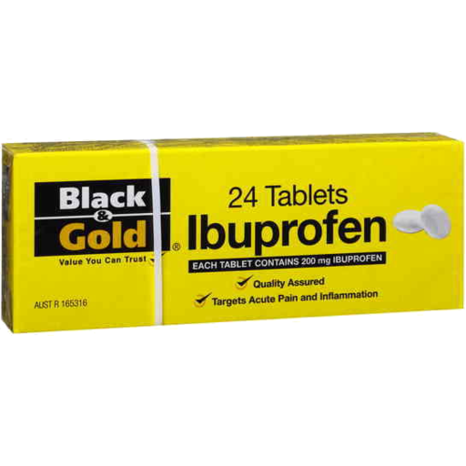 Black & Gold Ibuprofen Tablets 24s