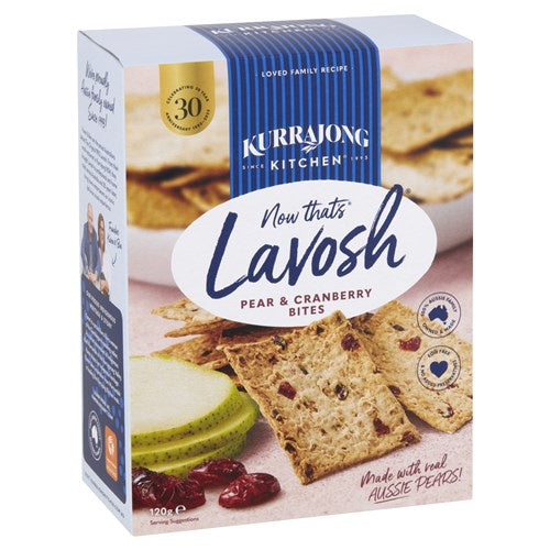 Kurrajong Lavosh Pear & Cranberry Bites 120g