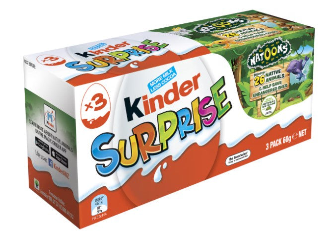 Kinder Surprise Milk Chocolate Egg With Natoons Toy 3 Pack