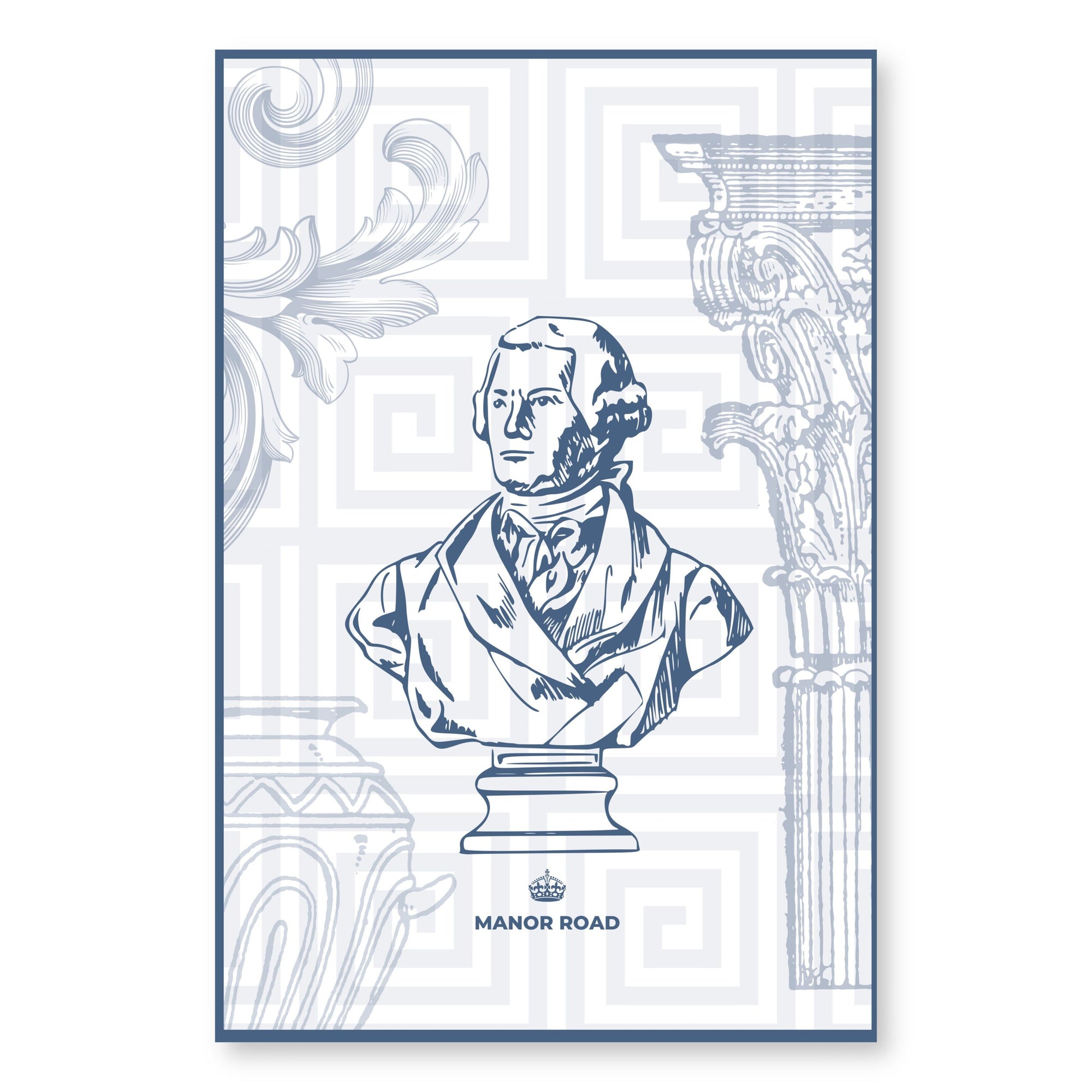 Manor Road Microfiber Tea Towel - Blue Greek