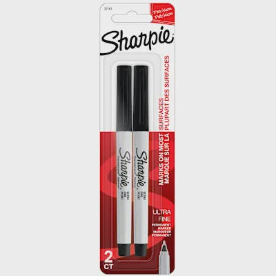 Sharpie Permanent Marker Ultra Fine Black 2pk