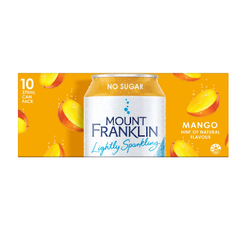 Mount Franklin Lightly Sparkling Water Mango 375ml  x 10pk