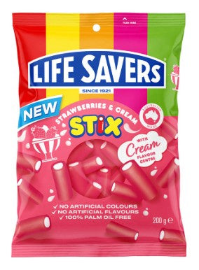 Life savers strawberries & cream stix 200g