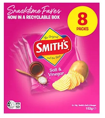 Smith's crinkle cut potato chips salt and vinegar 8x152 g
