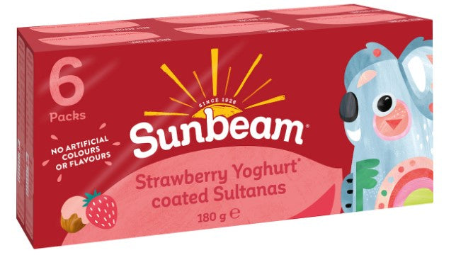 Sunbeam Strawberry Yoghurt Coated Sultanas 30g x 6 Pack
