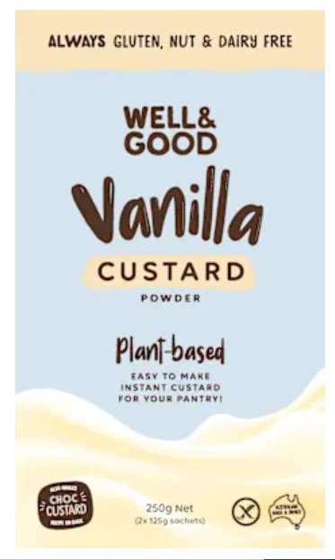Well & Good Plant-based Vanilla Custard Powder (2x125gm sachets) 250gm
