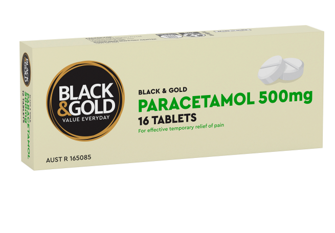 Black & Gold Paracetamol Tablets 16pk