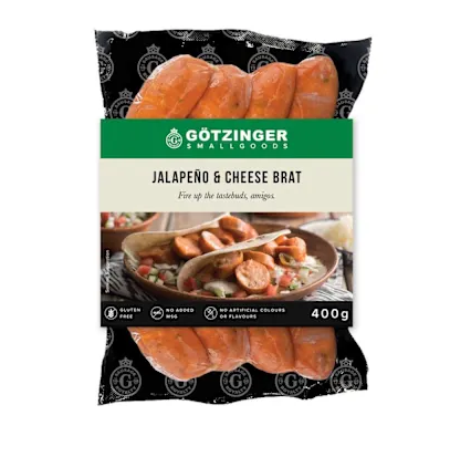 Gotzinger Jalapeno & Cheese Brat 400gm