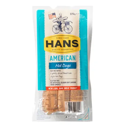 Hans American Hot Dogs 375g