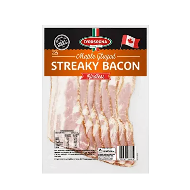 D'orsogna Streaky Bacon Maple Glazed 200g