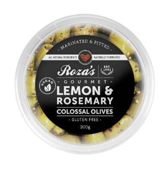 Roza's Gourmet Lemon & Rosemary Colossal Olives 200g