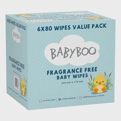 Baby Boo Baby Wipes Fragrance Free Bulk Box 6 x 80pk