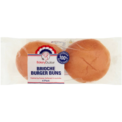 Bakery Du Jour Brioche Burger Buns  Bakery 200GM x4