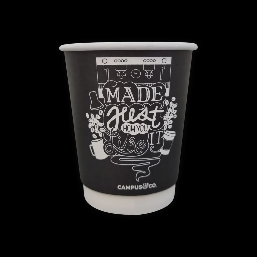 Campus&Co Coffee Cup Eco PLA Double Wall Like It Design on Black 8oz 25/sleeve