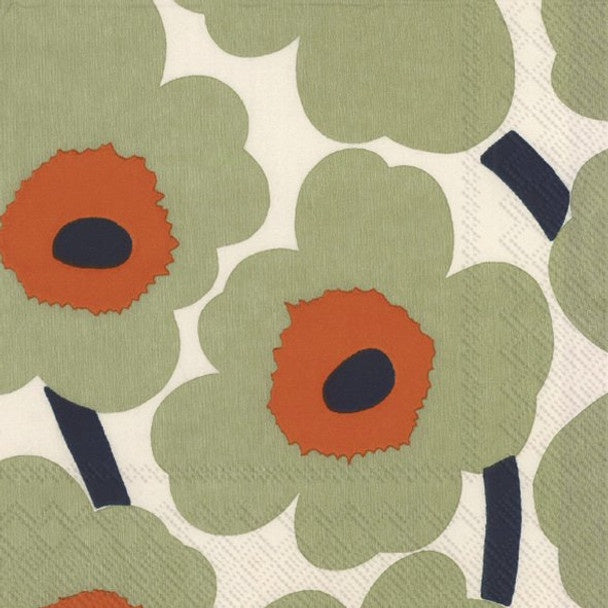 Marimekko Unikko Sage/Orange Napkin Cocktail
