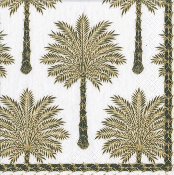 Caspari Grand Palms Black Napkin - Cocktail