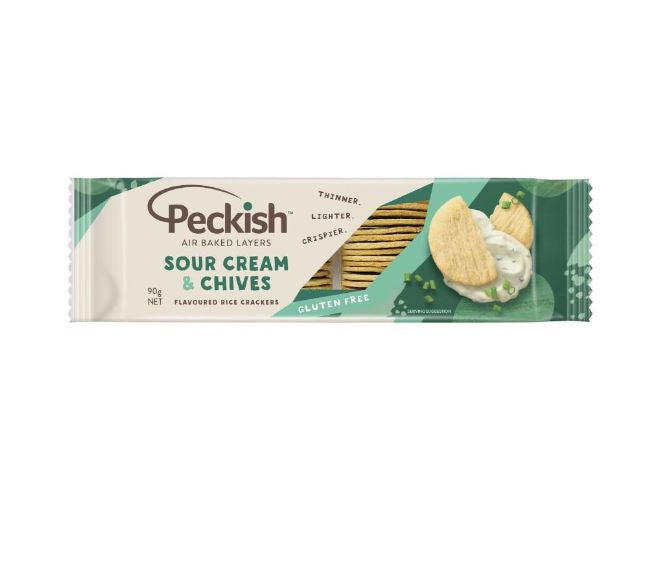 Peckish Rice Crackers Sour Cream and Chives 90g