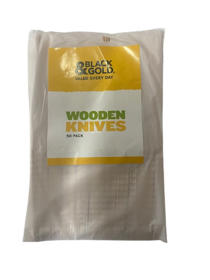 Black & Gold Wooden Knives 50pk