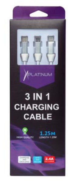 Platinum 3 in 1 Charging Cable 1.25m