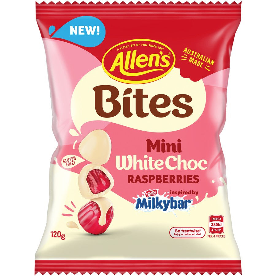 Allen's white chocolate coated raspberries 120g