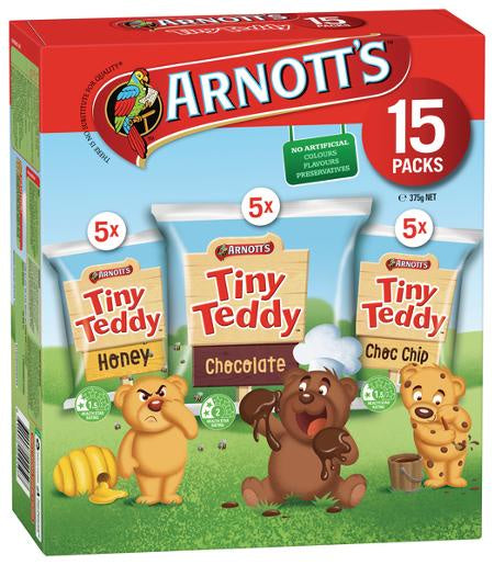 Arnotts Tiny Teddy Biscuits Variety Box 375gm
