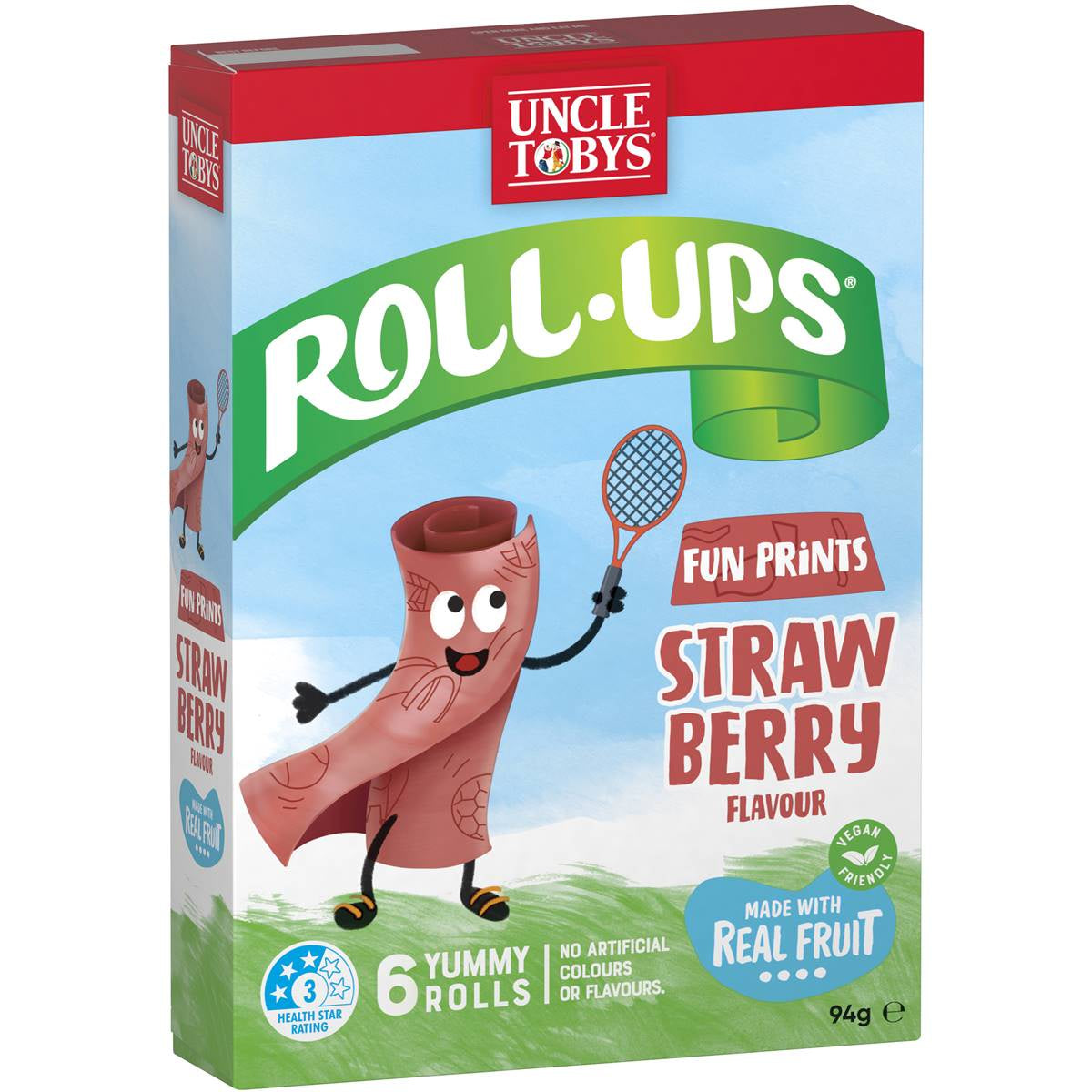 Uncle Tobys Roll-Ups Strawberry Fun Prints 94g 6pk