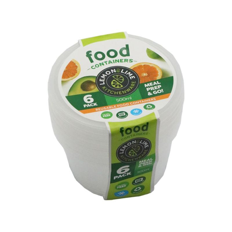 Lemon & Lime Disposable Food Containers Round 500ml 10pk