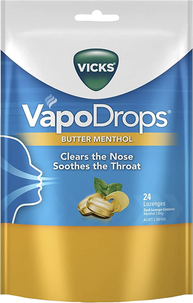 Vicks Vapodrop Throat Lozenges Butter Menthol 24 Pack