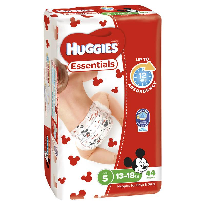 Huggies Essentials Nappy Size 5 Walker 13-18Kg 44 Pack