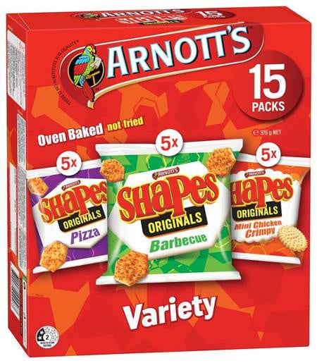Arnotts Shapes Variety Pack 375 gm