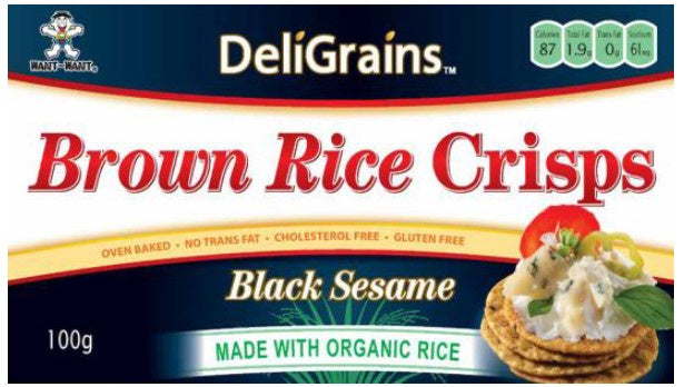 DeliGrains Brown Rice Crisps Black Sesame 100g