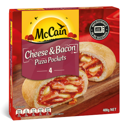 Mccain pizza pockets cheese and bacon 400gm