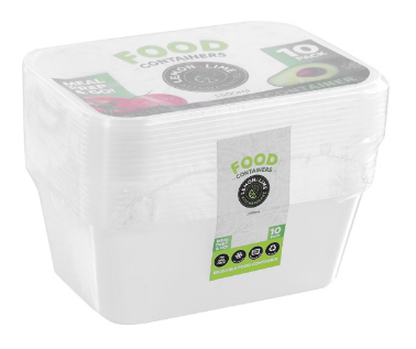 Lemon&Lime Disposable Food Containers Rectangle 1500ml 10 Pack