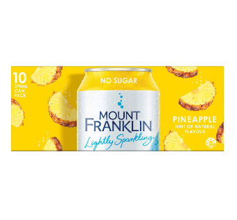 Mount Franklin Lightly Sparkling Pineapple Water Cans 375ml x 10pk