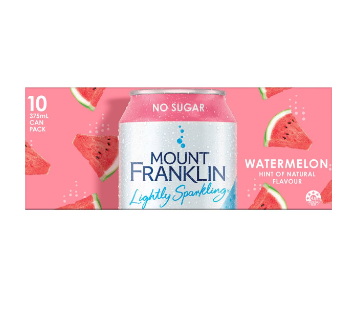 Mount Franklin Lightly Sparkling Watermelon Cans 375ml x 10pk
