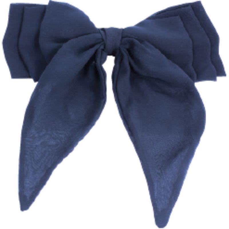 Hair Bow Navy Tailed