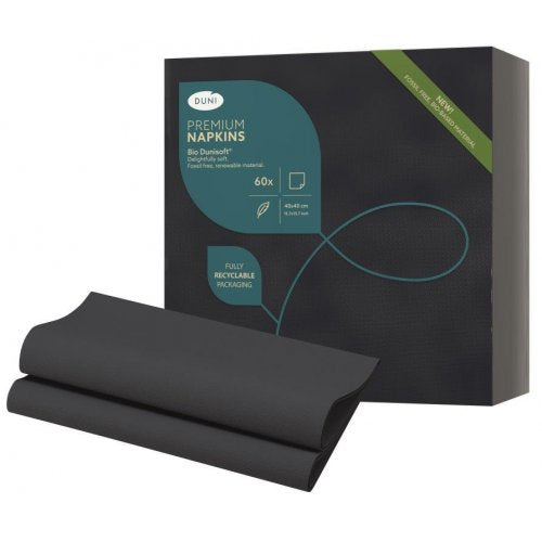 Dunisoft Bio Napkin Black 40cm 1/4 Fold 60pk