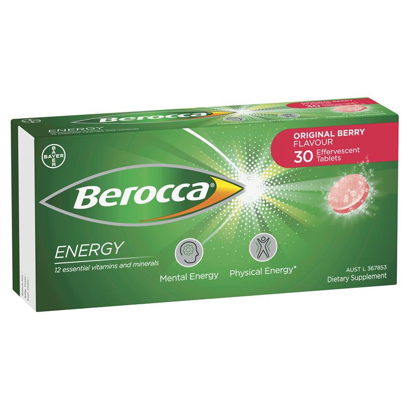 Berocca Energy Effervescent Tablets Berry 30pk