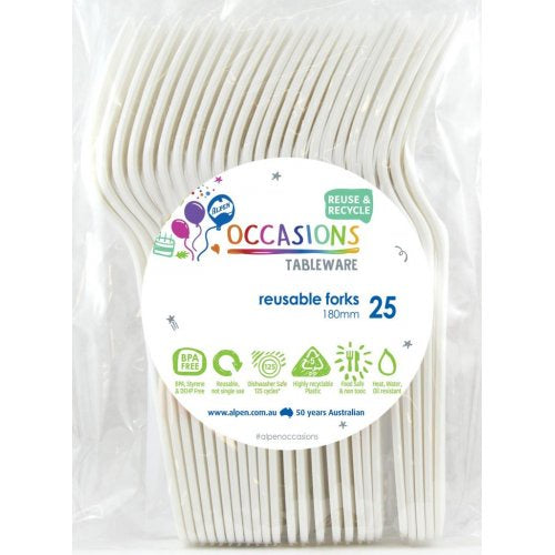 Alpen Occasions Reusable Forks White 25pk