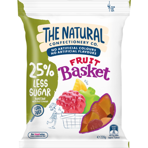 The Natural Confectionery Co. Fruit Basket Reduced Sugar Lollies 220g