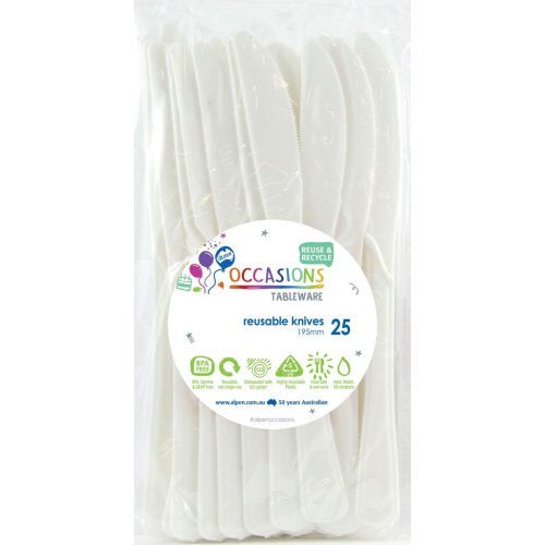 Alpen Occasions Reusable Knives White 25pk