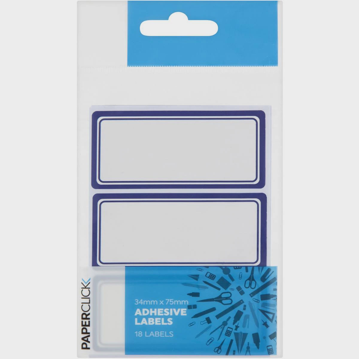 Adhesive Labels Rectangle 34x75mm 18pk