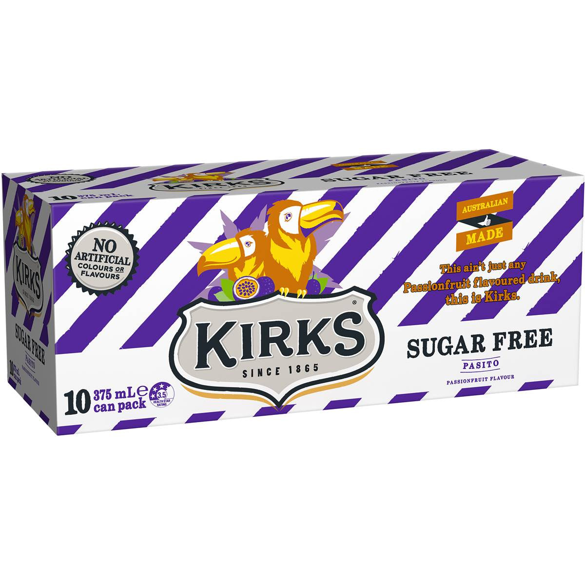 Kirks Pasito Sugar Free Cans 375ml x 10pk