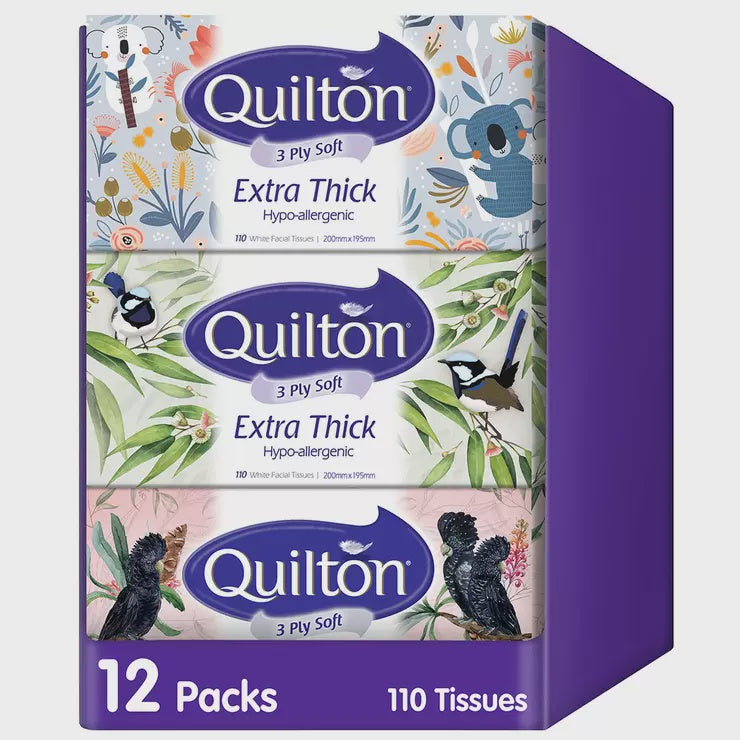 Quilton 3ply 110's Extra Thick White Facial Tissue 12/Box