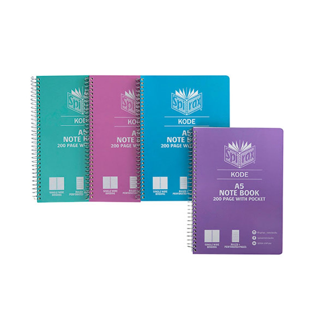 Spirax A5 Notebook Assorted Colours 200pg 1pk