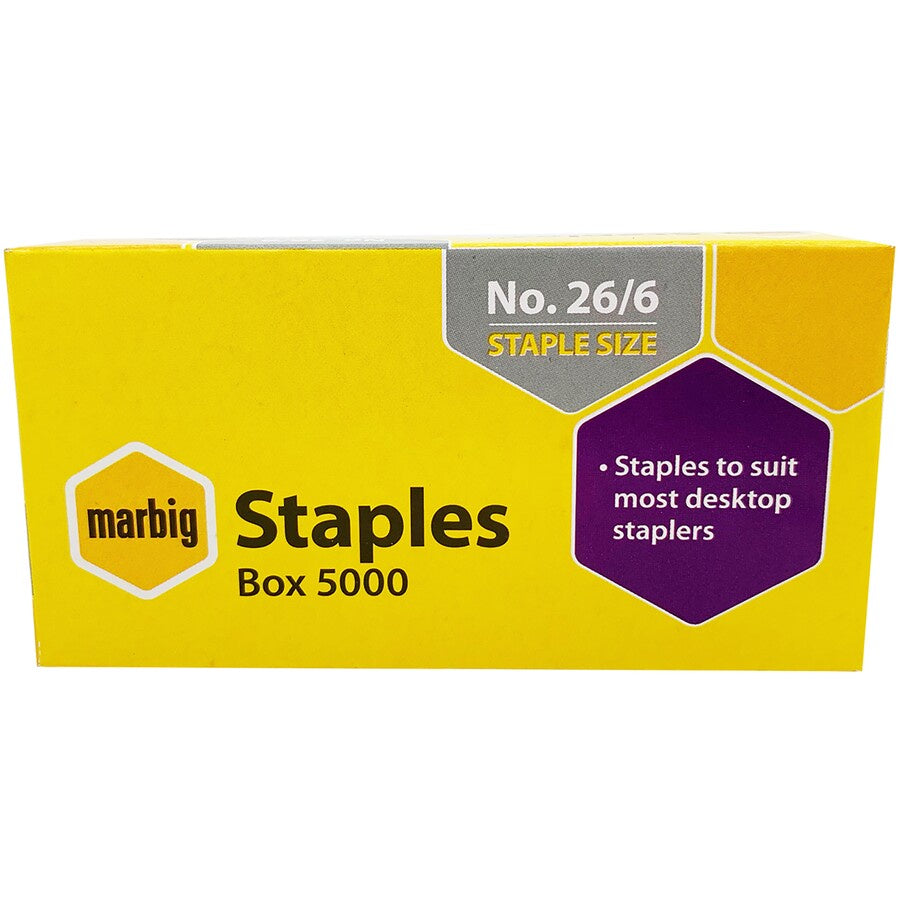 Marbig Staples 26/6mm Box 5000